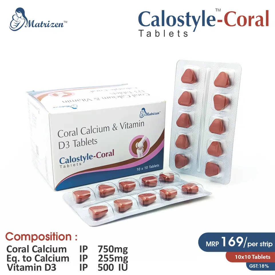 Calostyle Coral Tablet at the best price in PCD Pharma Franchise for Bone Health, Calcium Supplement